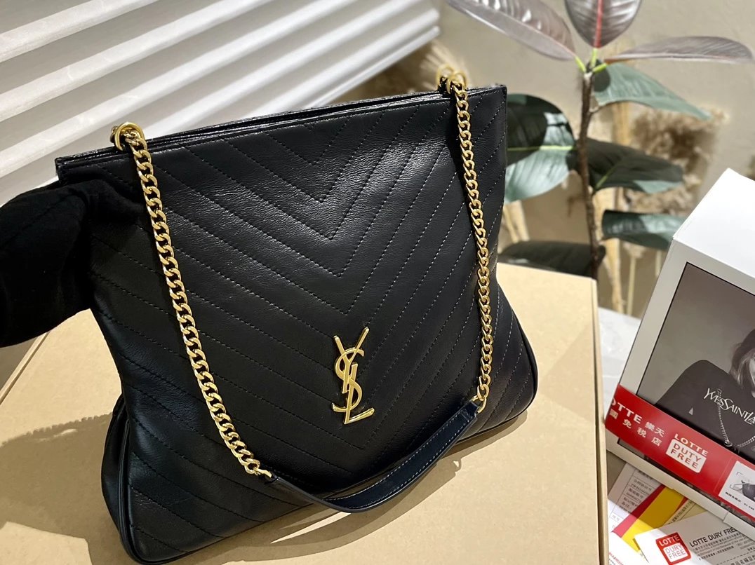Saint Laurent Loulou Quilted Black Leather Chain Shoulder Bag - 9