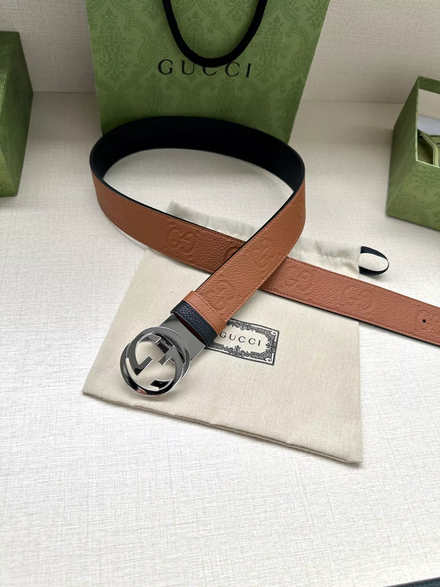 Gucci Interlocking G Belt Black Leather - 5
