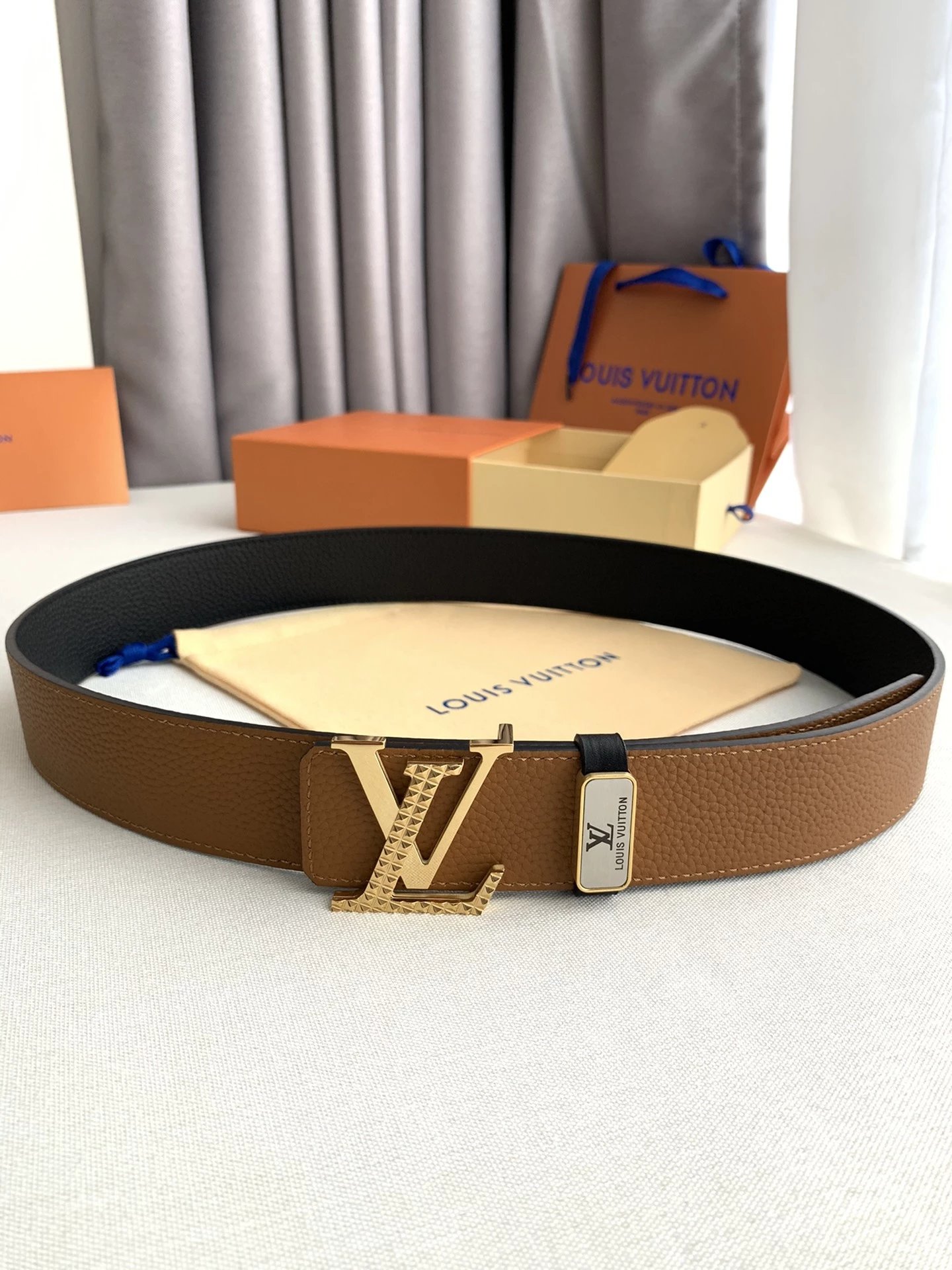 Louis Vuitton Reversible Monogram Canvas Belt with LV Twist Buckle Black / Beige Leather Belt - 9