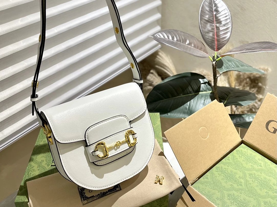 Gucci Horsebit 1955 Mini Saddle Bag Beige Black Crossbody Bag - 6
