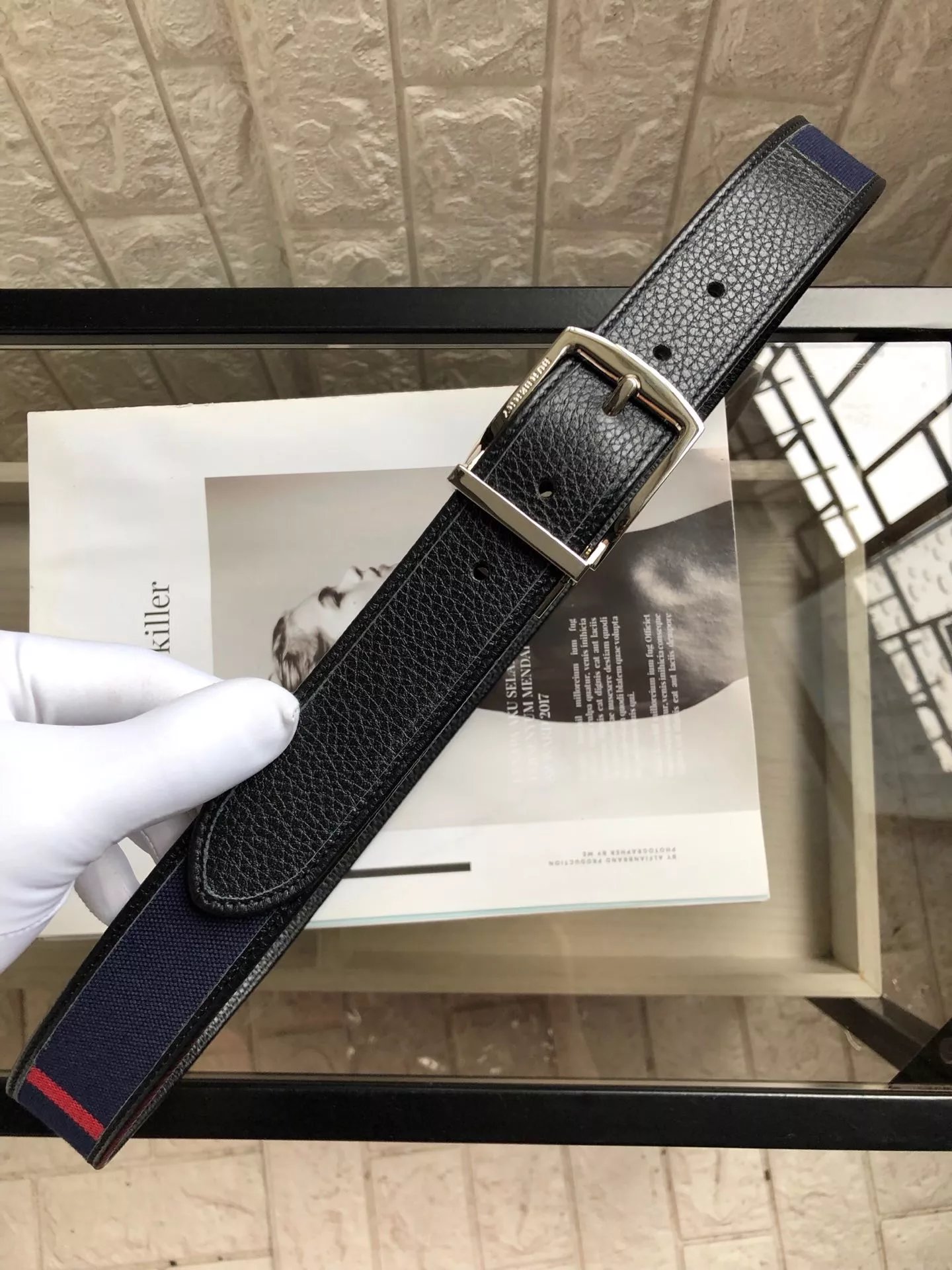 Burberry King Print Leather Belt Black - 10