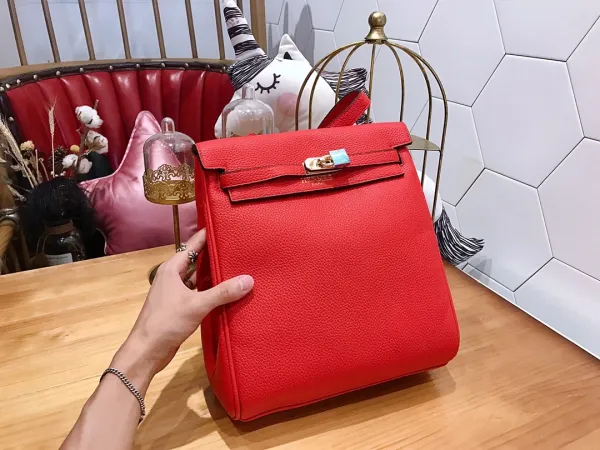 Hermès Kelly Ado Double Shoulder Bag Red Togo Leather with Gold Hardware - 3