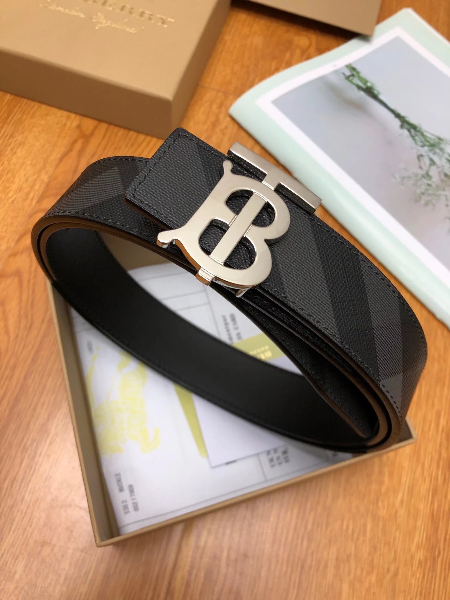 Burberry King Print Leather Belt Black - 5