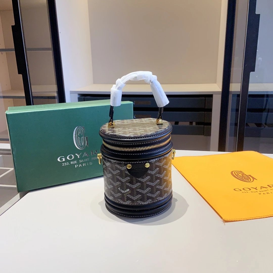 Goyard Saint-Louis Mini Bucket Bag Black and Gray Monogram Canvas Handbag - 15