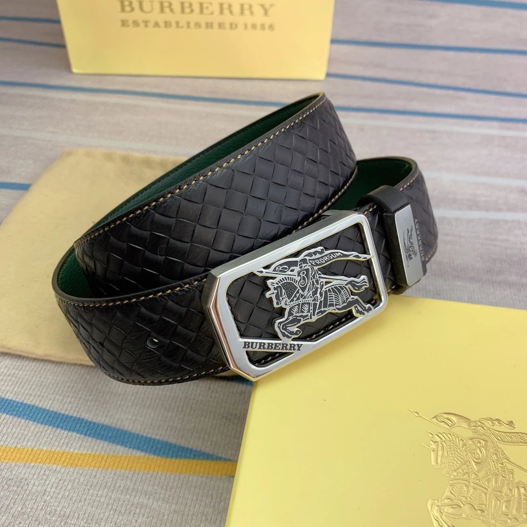 Burberry Equestrian Knight Leather Belt Brown with Gold Buckle - 4