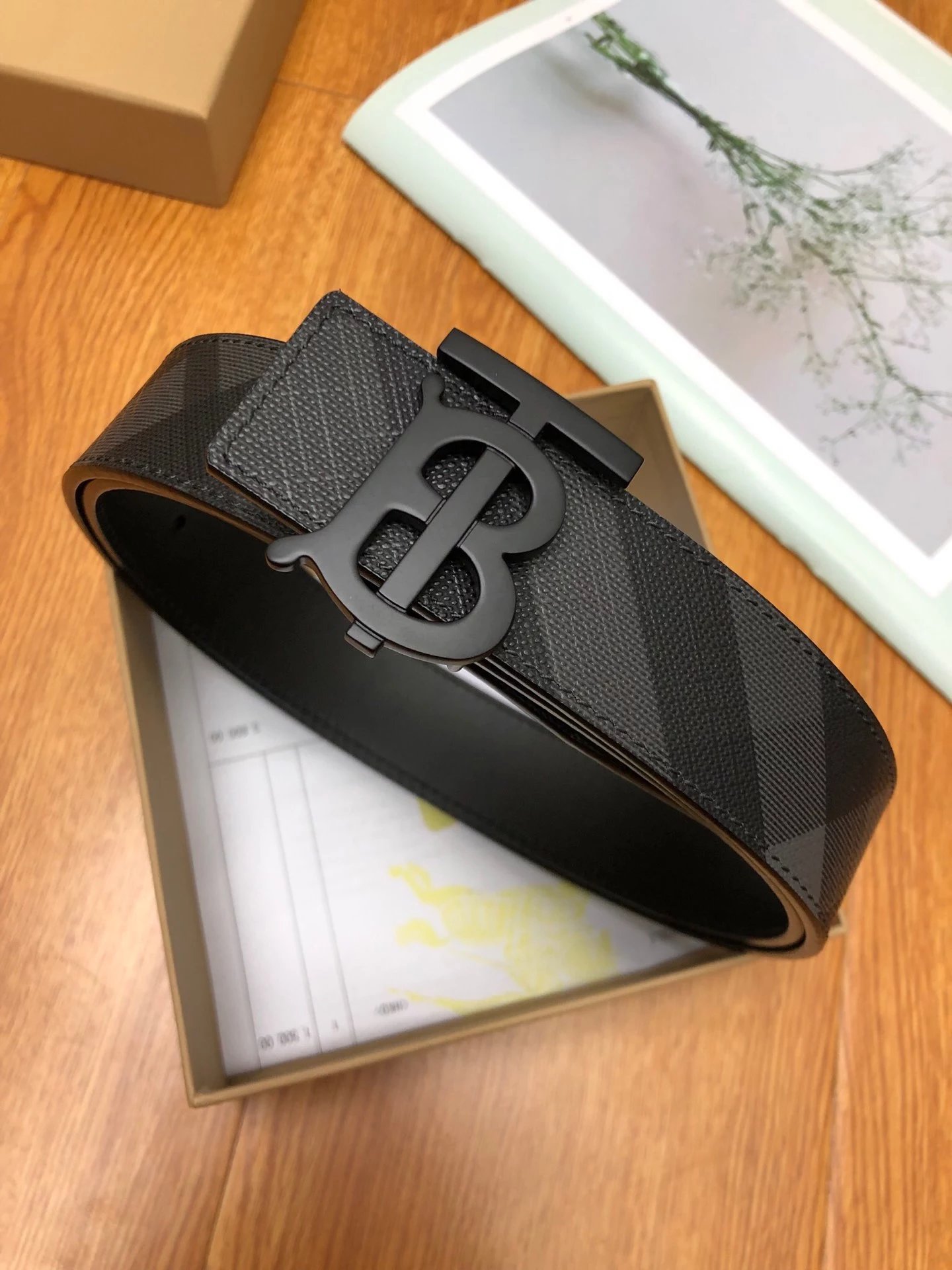 Burberry King Print Leather Belt Black - 4