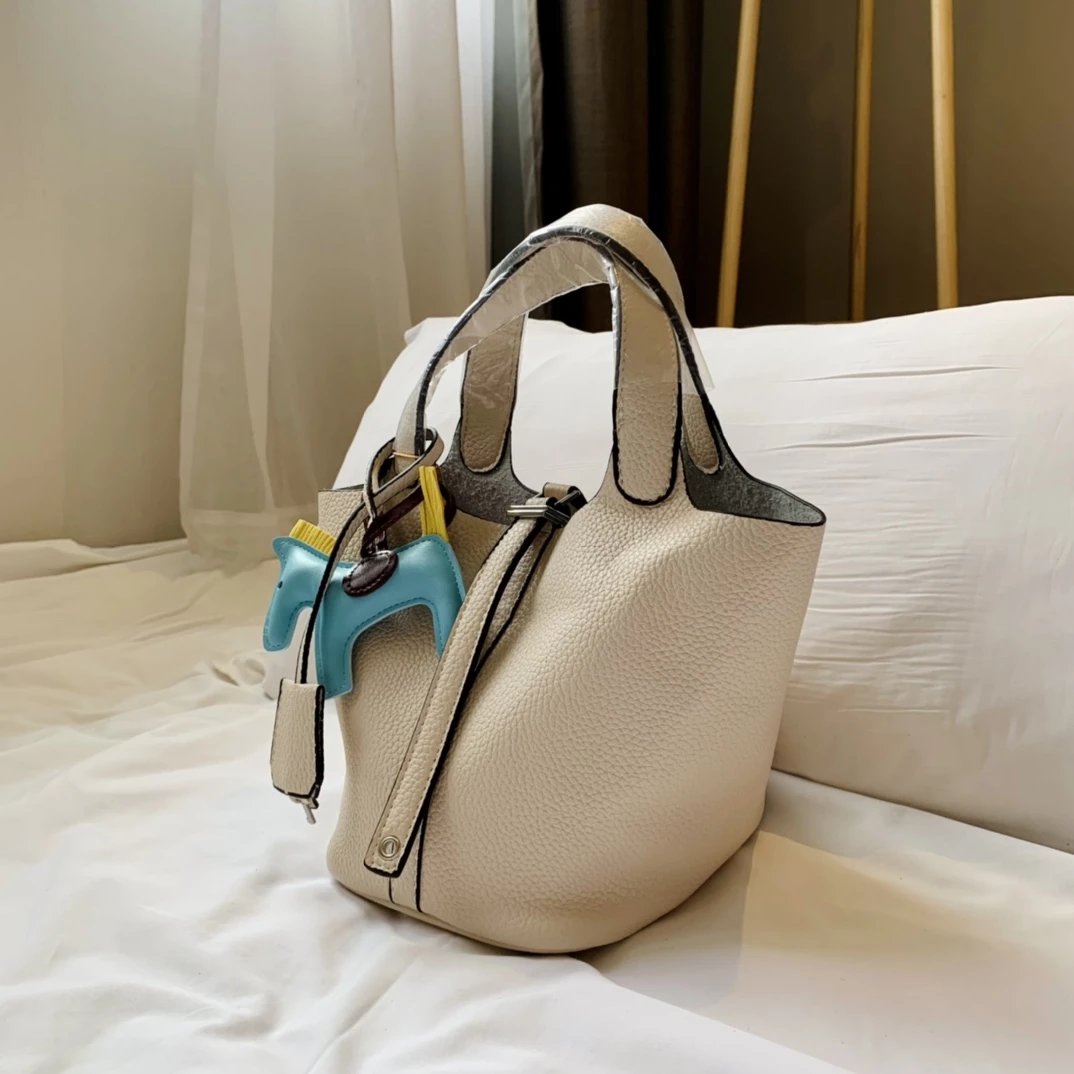 Hermès Picotin Lock Mini Brown Togo Leather Bucket Bag with Pink Rodeo Charm and Silk Scarf Handbags - 5