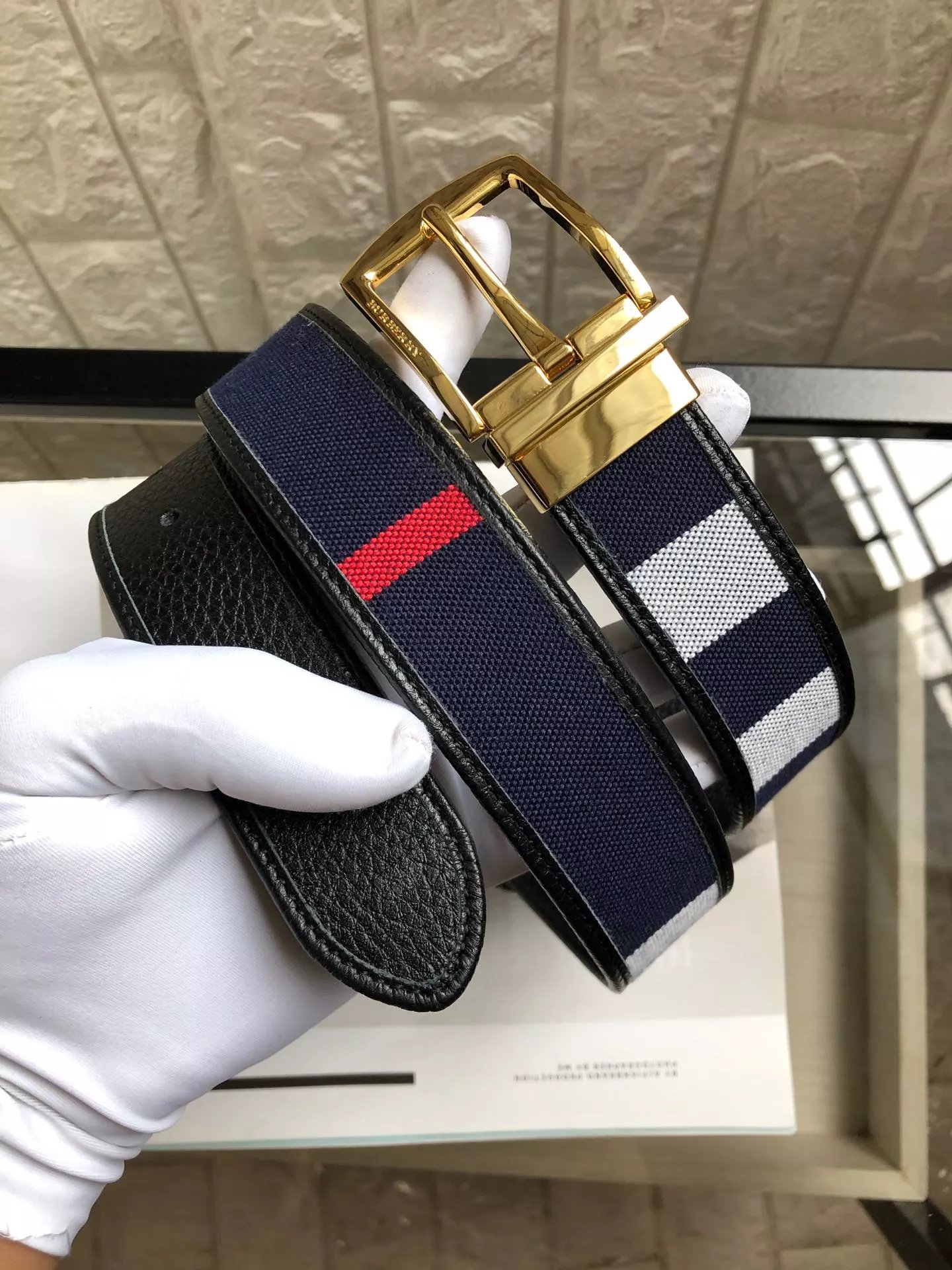 Burberry King Print Leather Belt Black - 9
