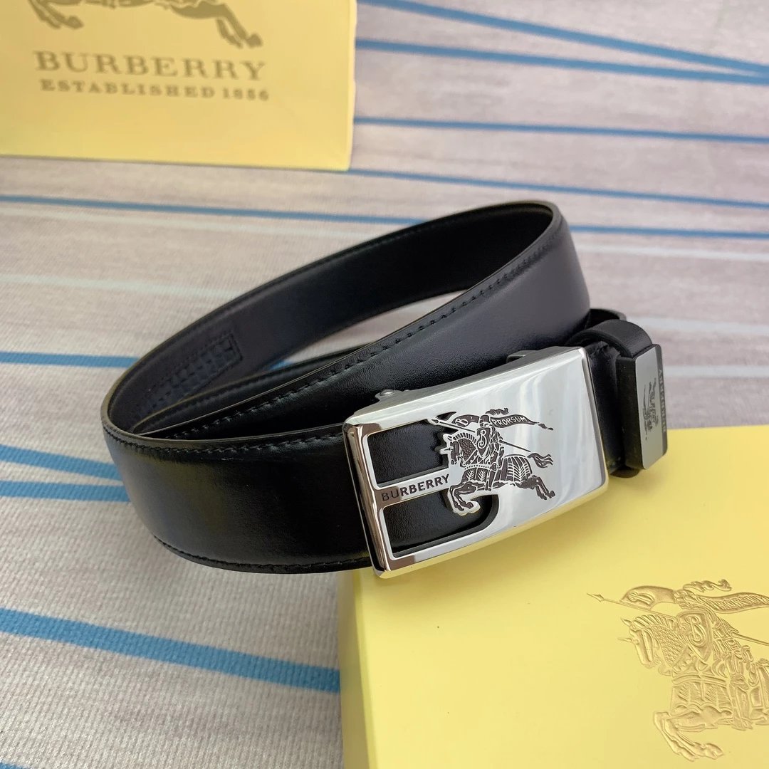 Burberry Equestrian Knight Leather Belt Brown with Gold Buckle - 2