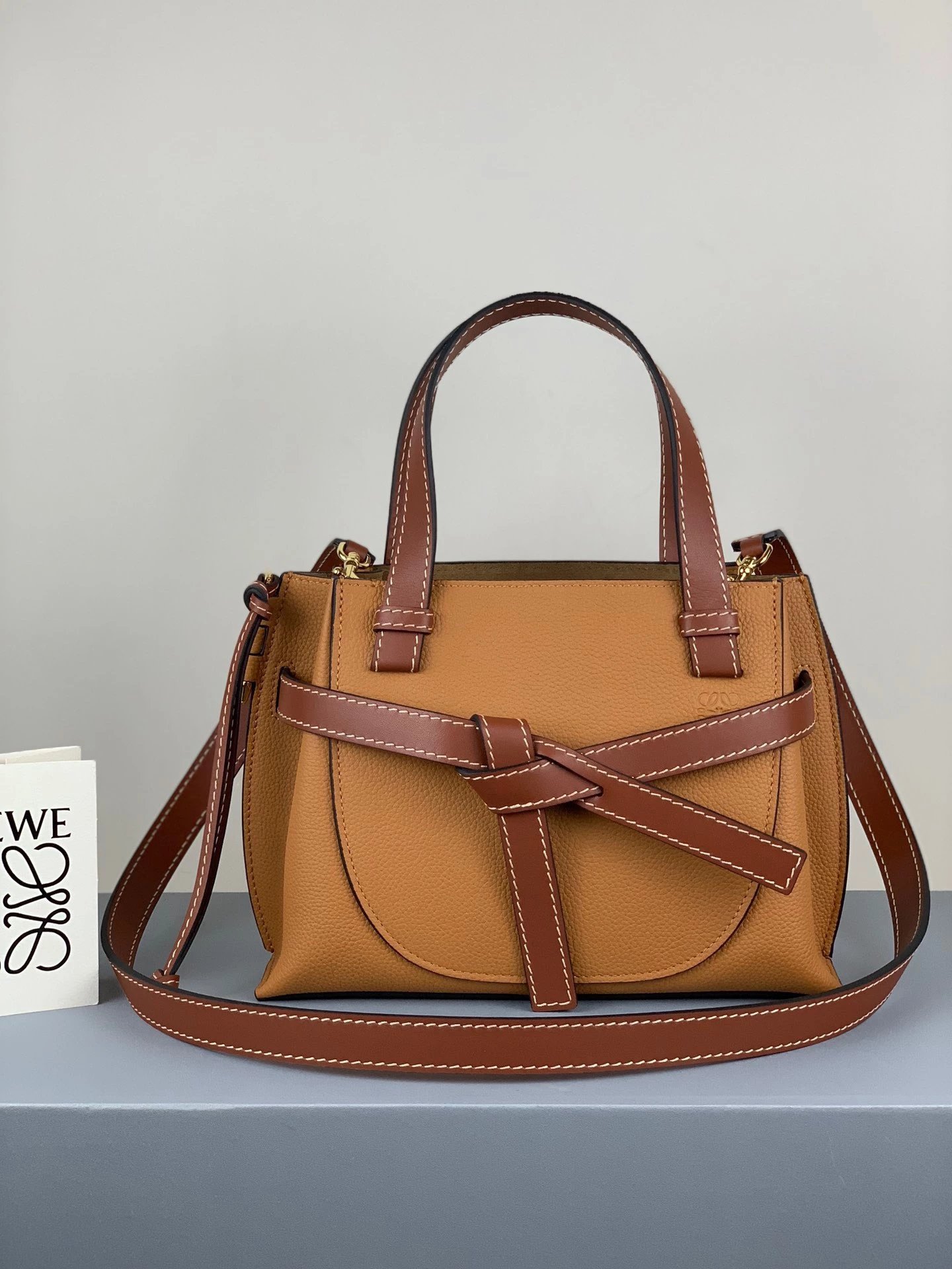 Loewe Puzzle Mini Saddle Bag Mint Green and Beige Leather Crossbody Bag - 15