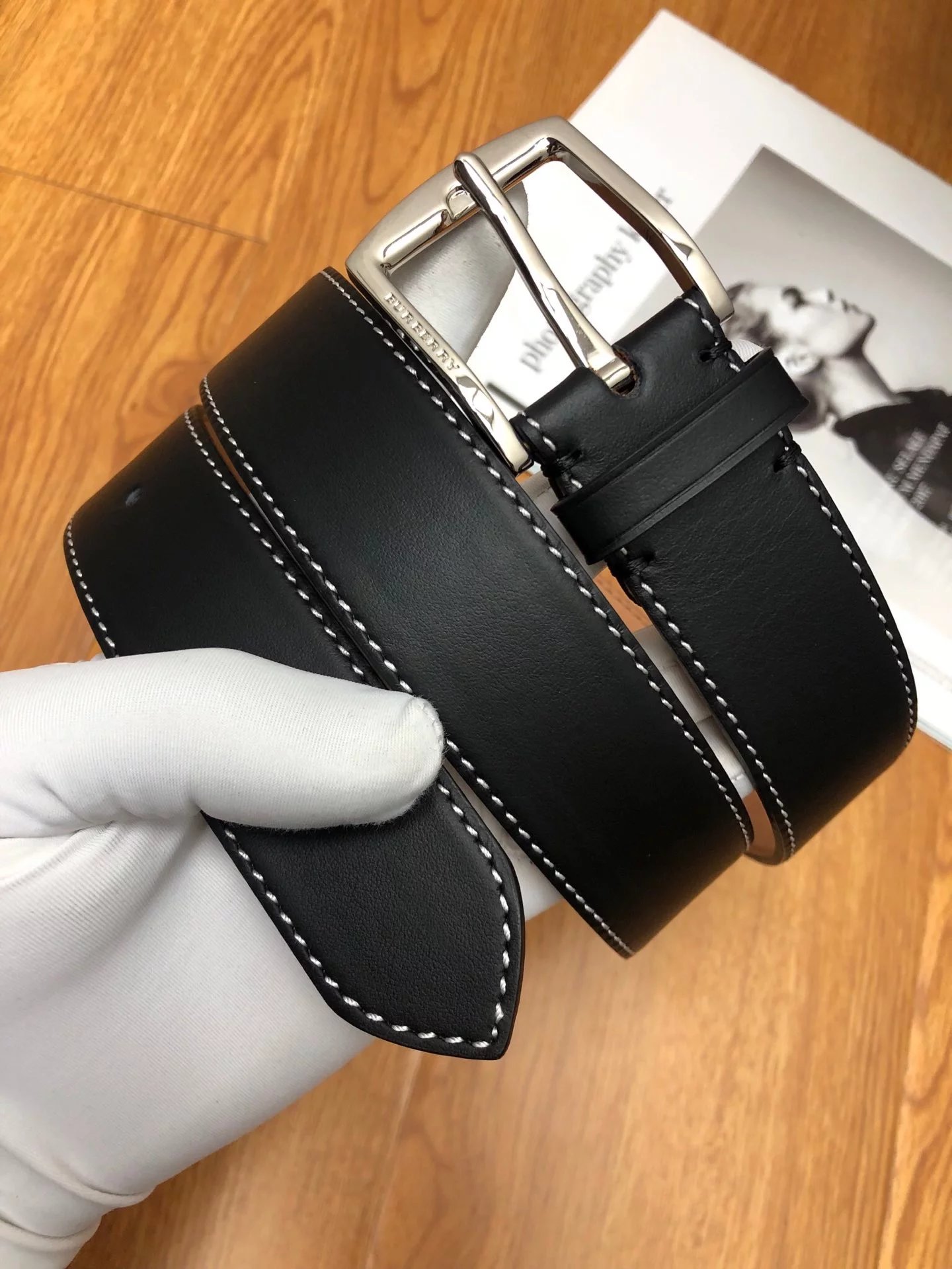 Burberry Equestrian Knight Leather Belt Brown with Gold Buckle - 13