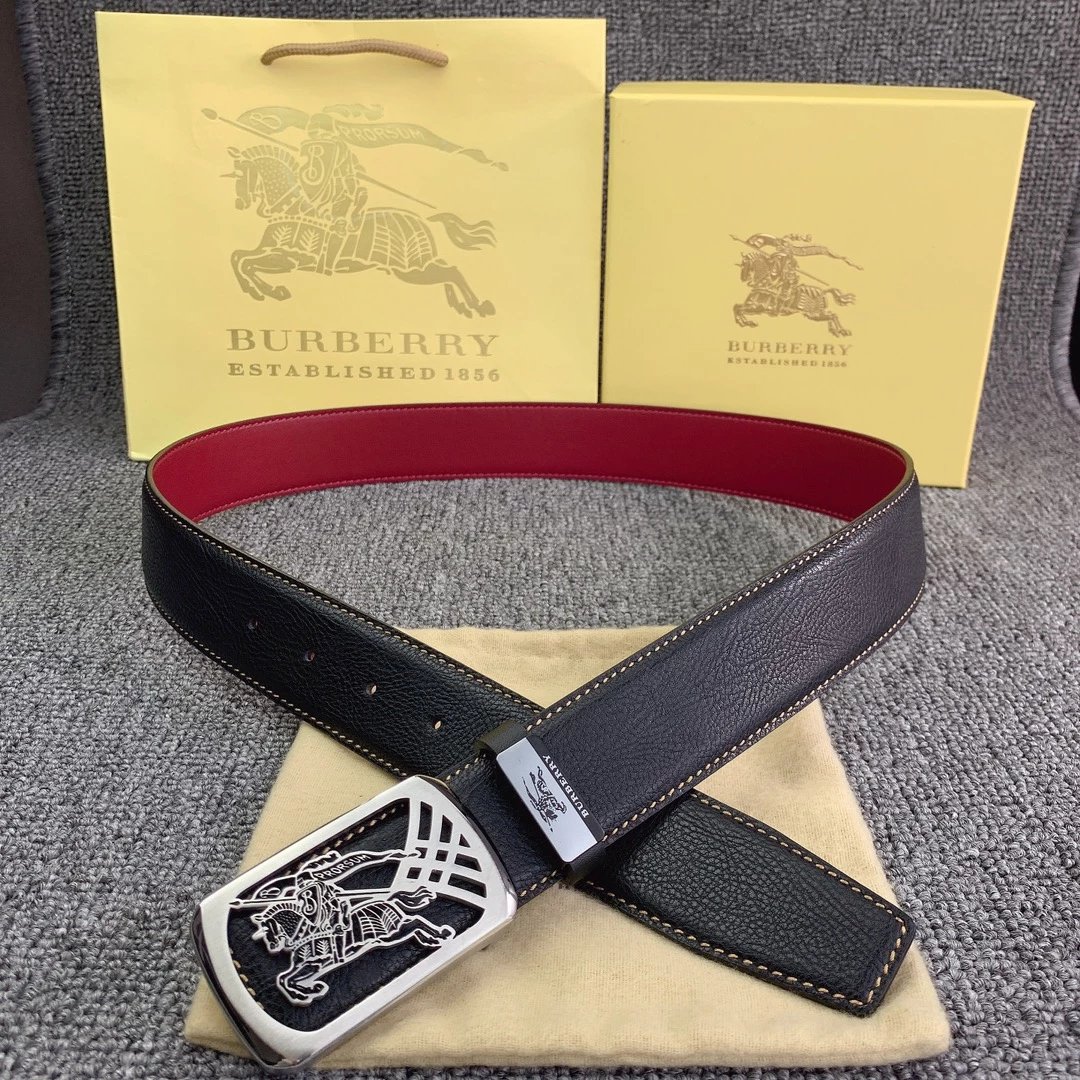 Burberry Equestrian Knight Leather Belt Brown with Gold Buckle - 5