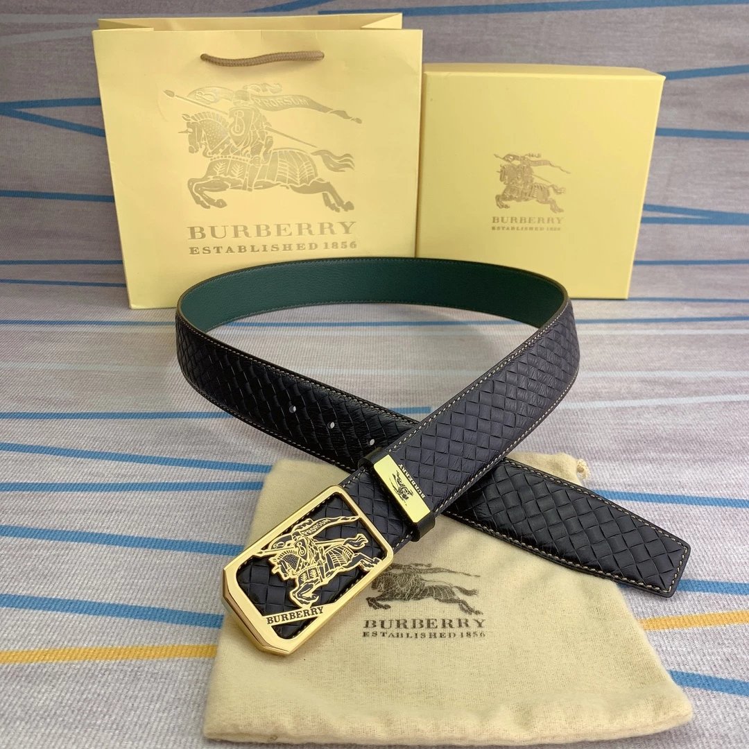Burberry Equestrian Knight Leather Belt Brown with Gold Buckle - 3