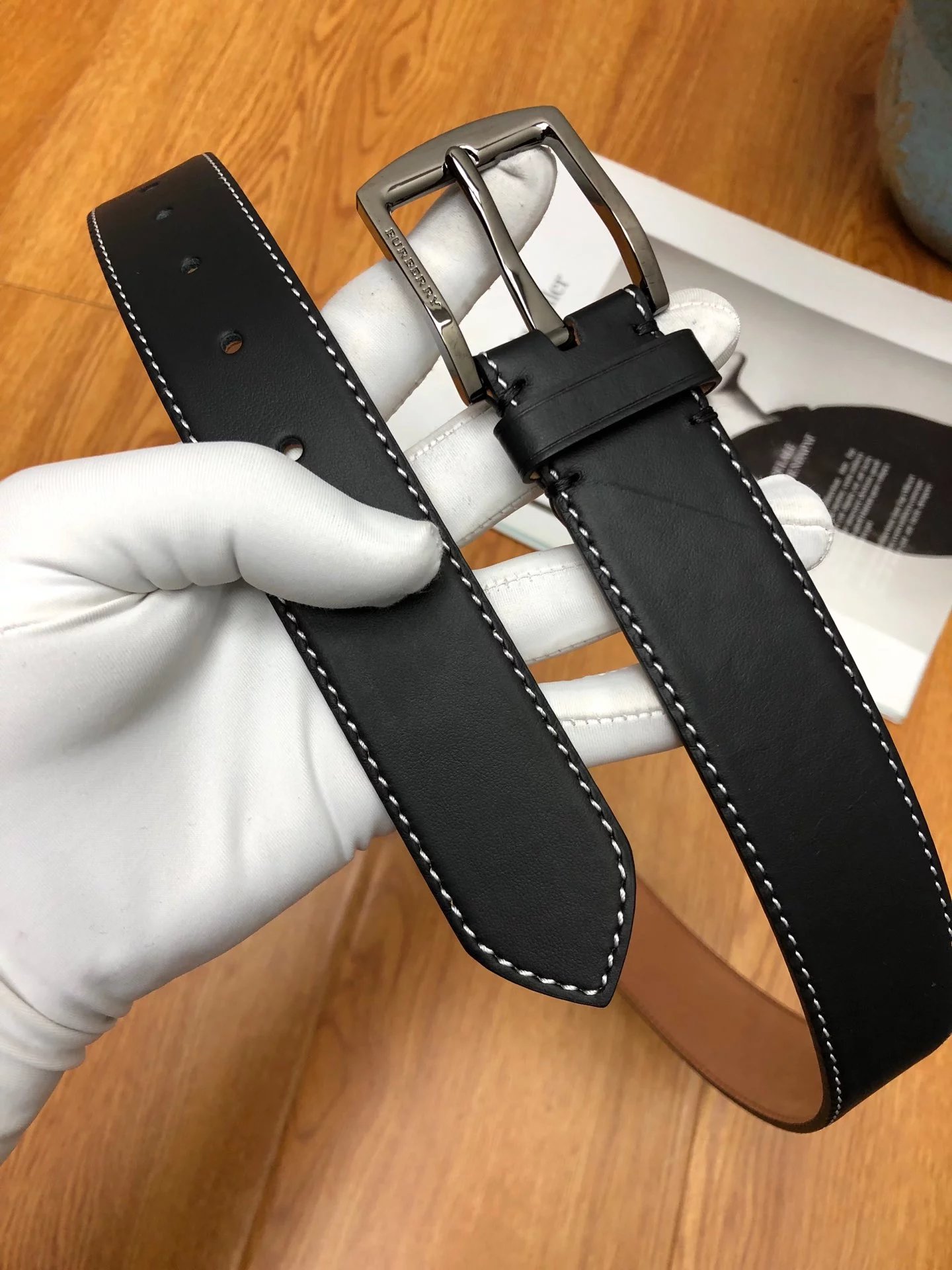 Burberry Equestrian Knight Leather Belt Brown with Gold Buckle - 10