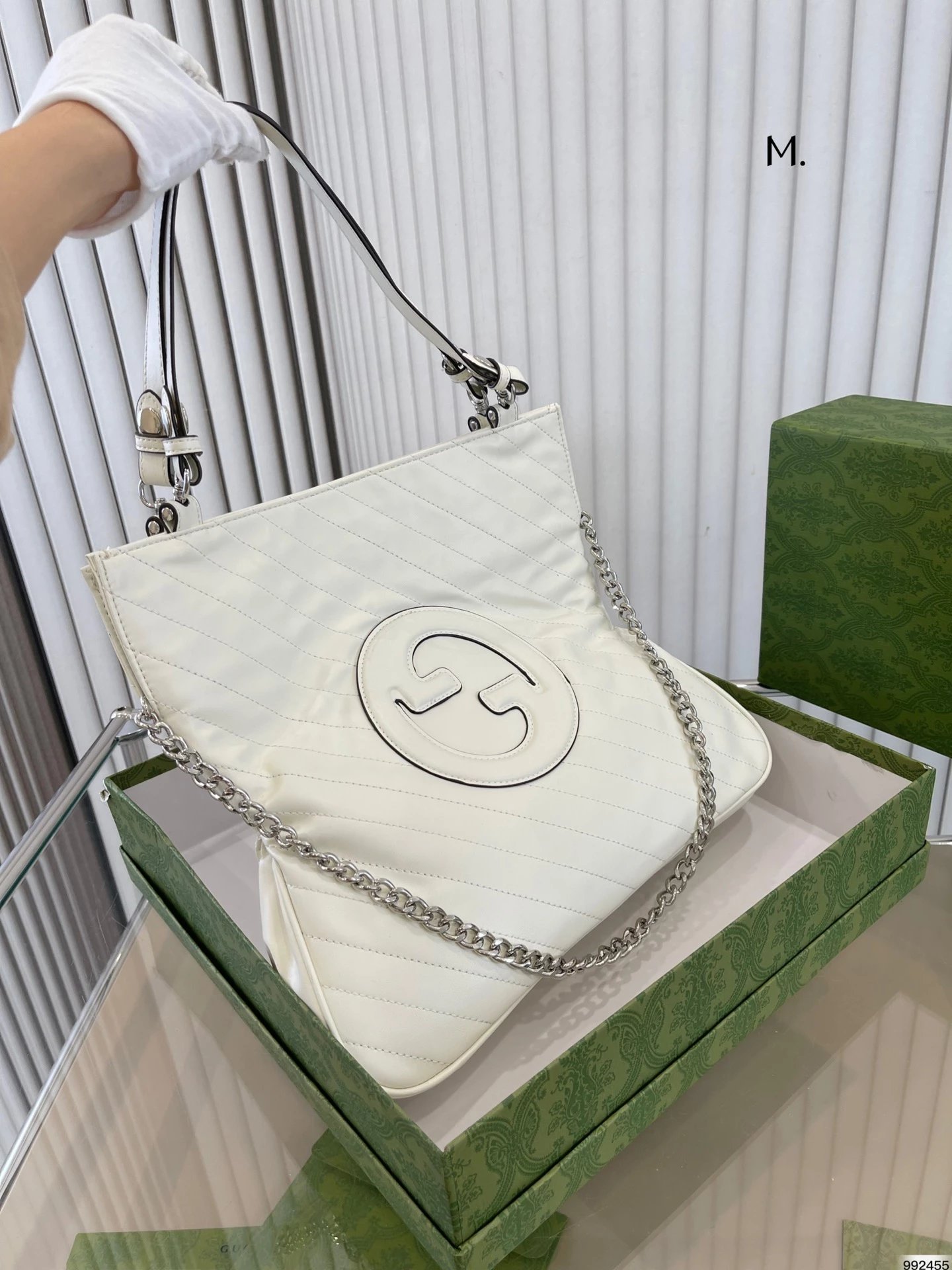 Gucci Mini Marmont Crystal-Embellished Beige Tote Bag - 15