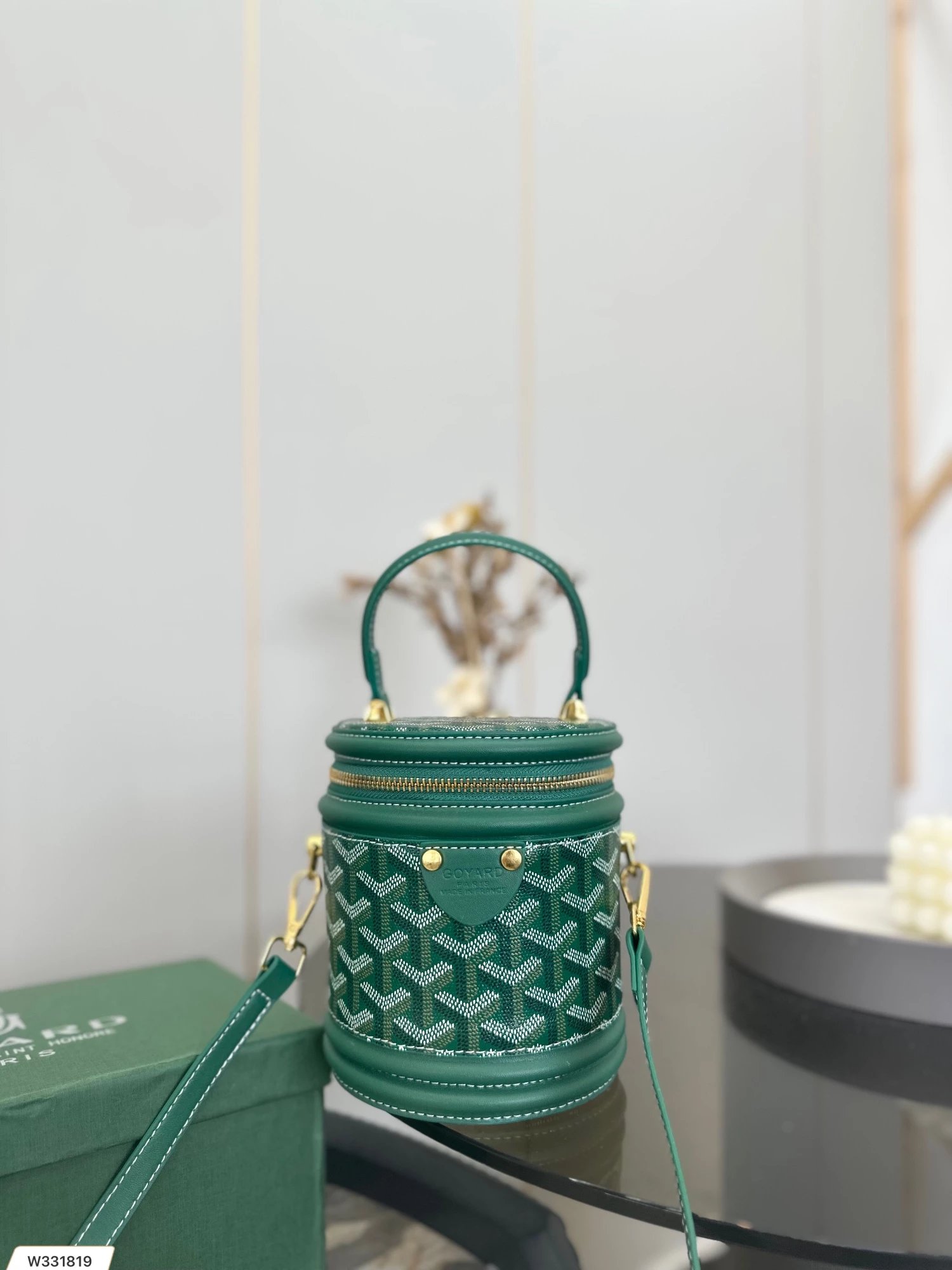 Goyard Saint-Louis Mini Bucket Bag Black and Gray Monogram Canvas Handbag - 11