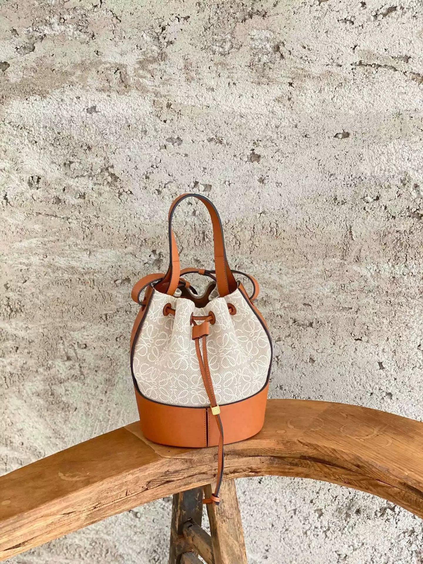 Loewe Flamenco Bucket Bag Beige and Tan Leather