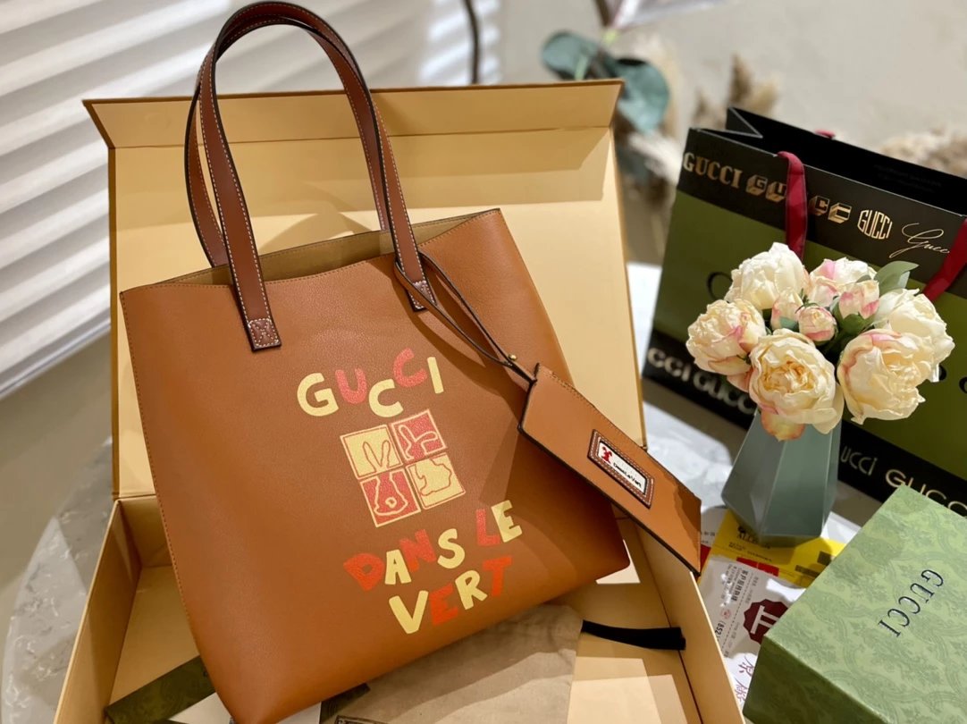 Gucci Bamboo Top Handle Tote in Tan with Sky Blue Trim and Web Strap Handbags - 6