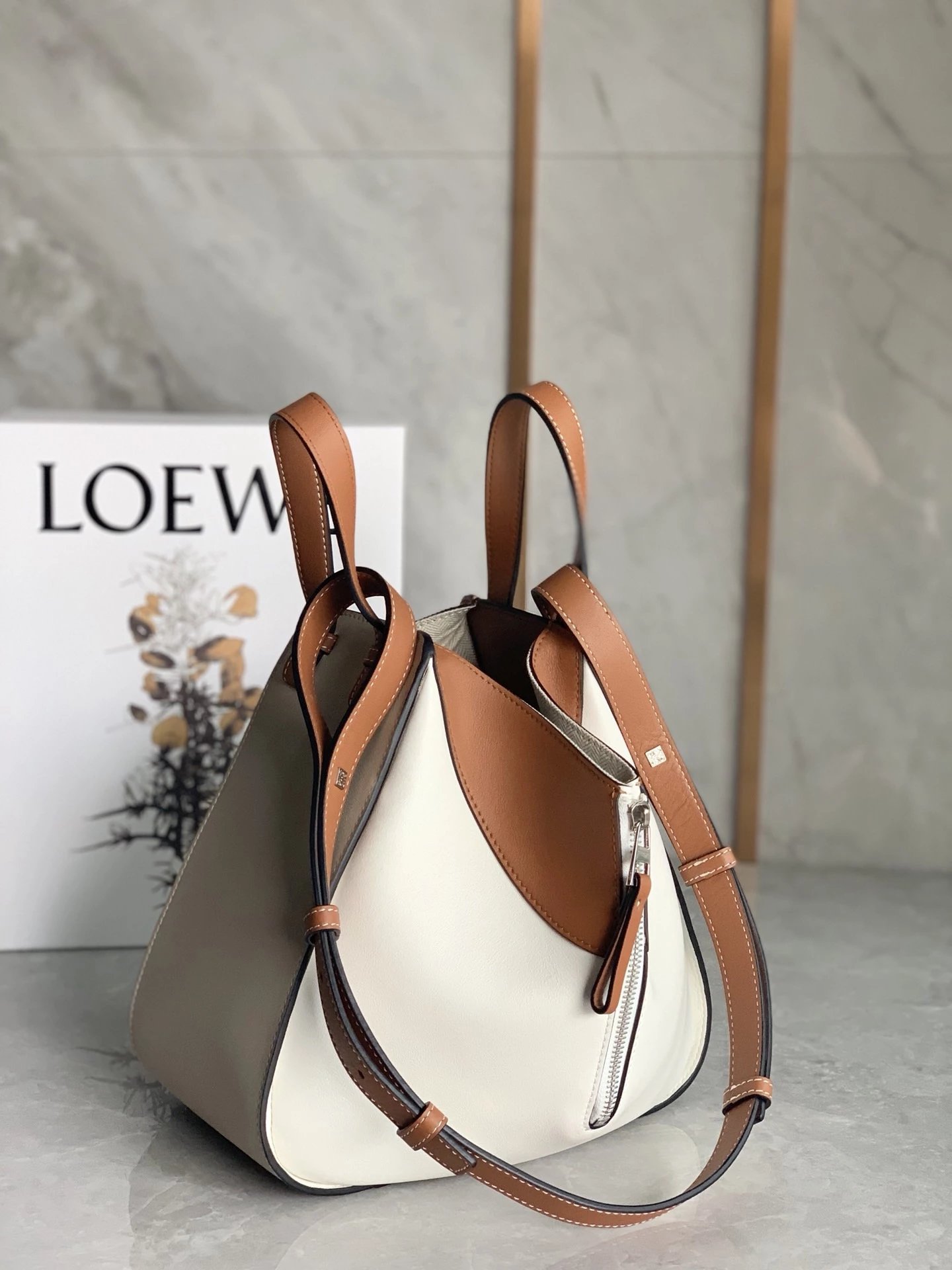 Loewe Puzzle Bag Tri-Color White Beige Tan Shoulder Bag