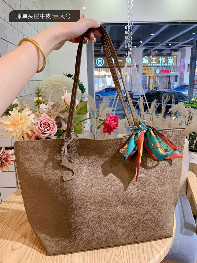 Unbranded Shoulder Bags Pebbled Leather Tote Bag with Scarf Detail product detail image 1