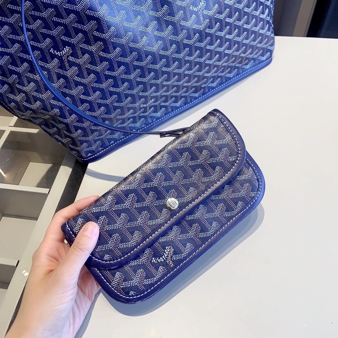 Goyard Saint Louis Tote Blue Monogram Handbag Set Tote Bag - 4