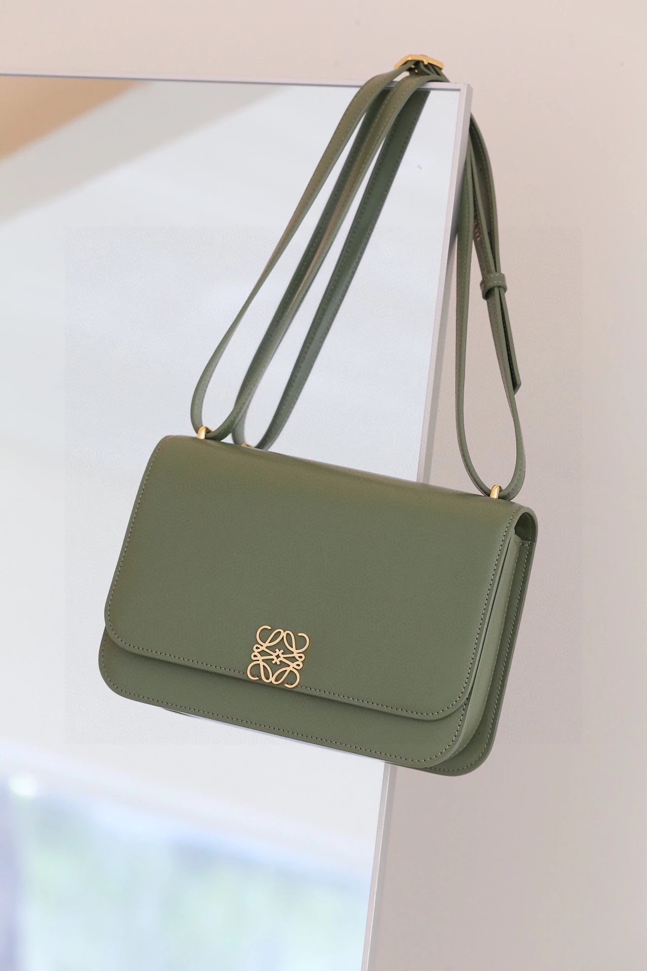 Loewe Puzzle Mini Saddle Bag Mint Green and Beige Leather Crossbody Bag - 12