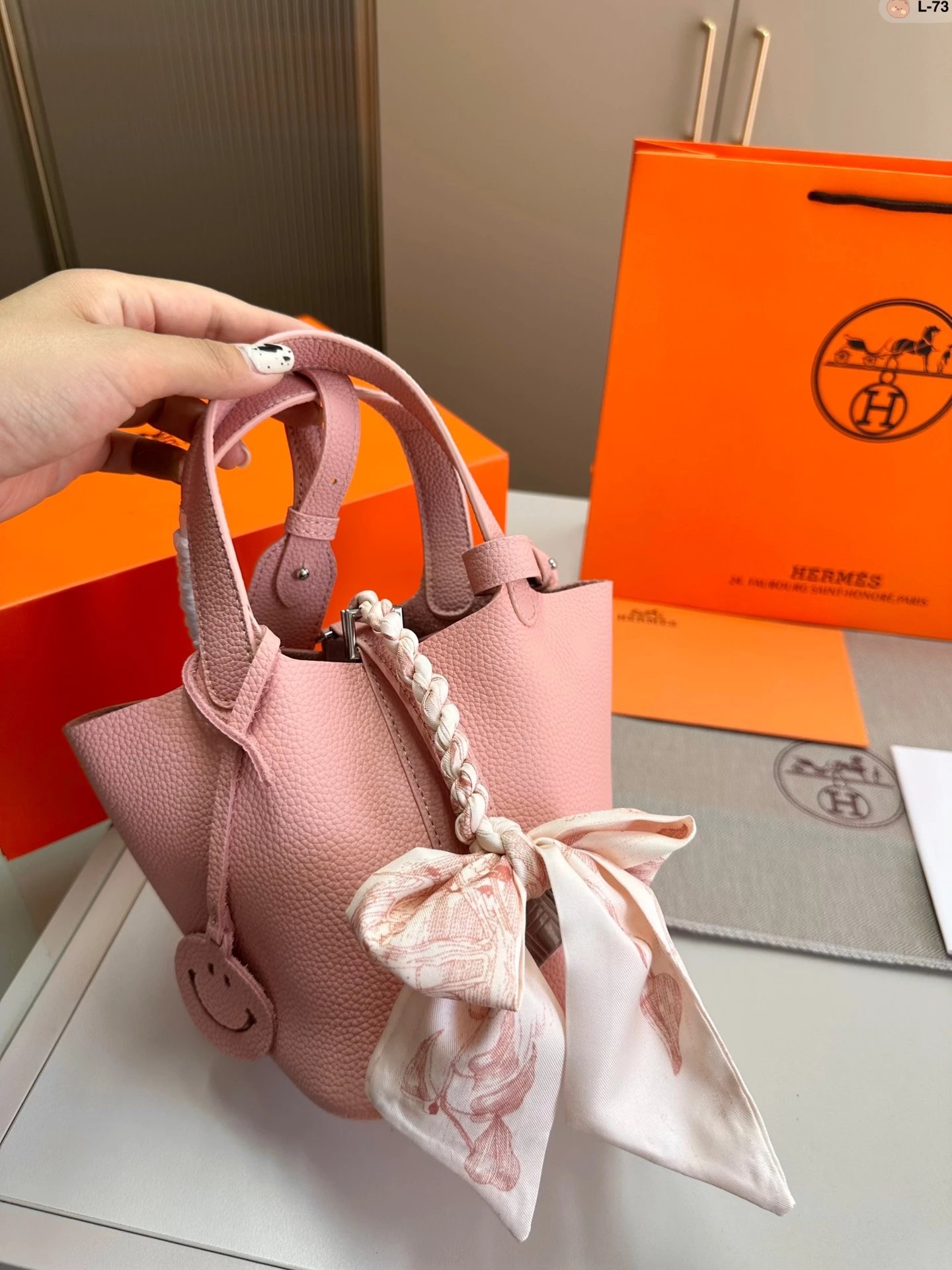 Hermès Picotin Lock Mini Black Togo Leather Bucket Bag with Silk Scarf Charm Handbags - 13