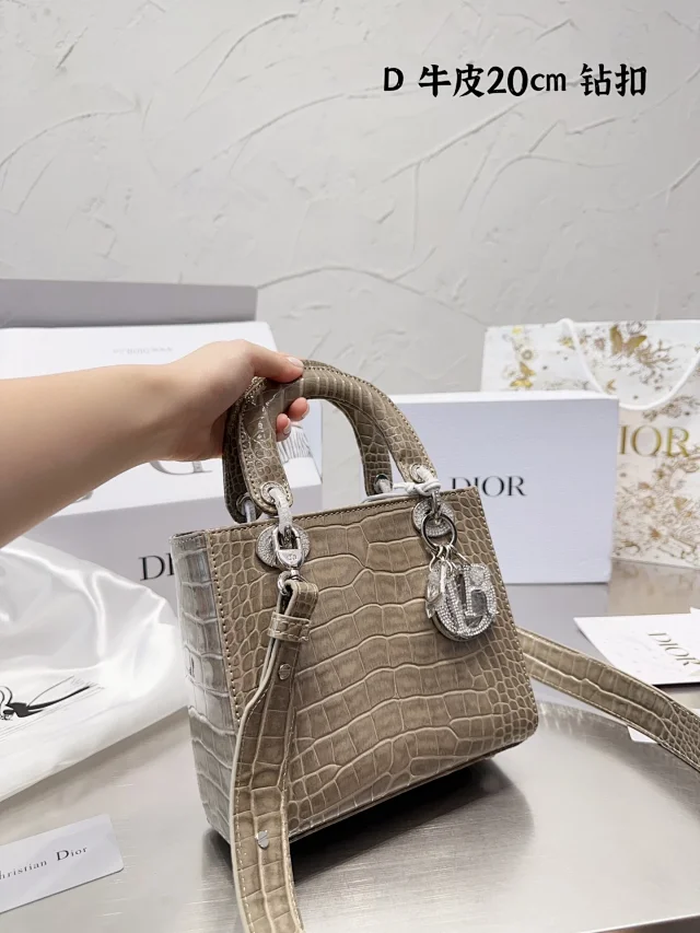 Dior Handbags 20 cm crocodile-embossed top-handle handbag with letter charms product detail image 1
