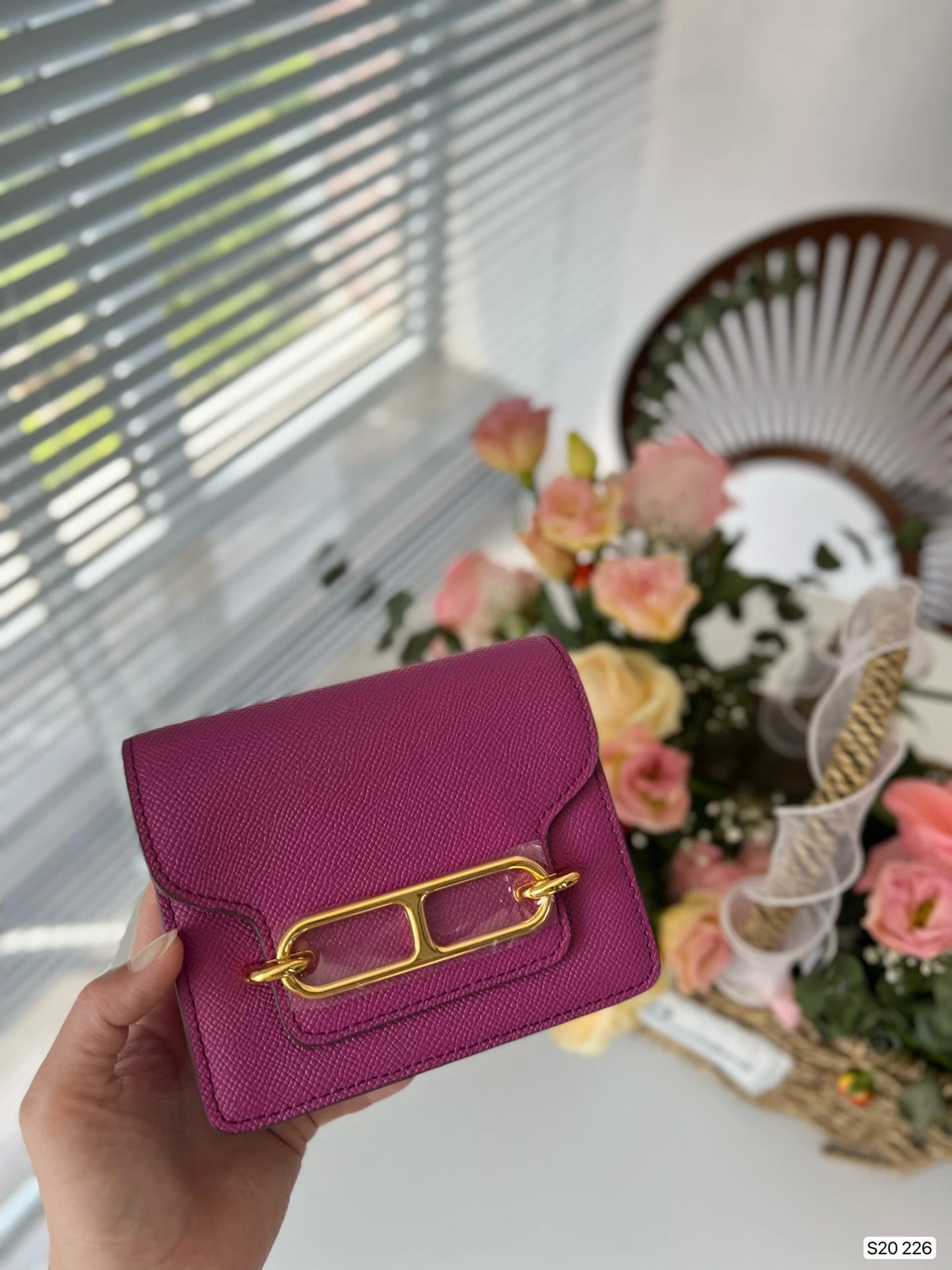 Celine Triomphe Mini Bag Magenta Saffiano Leather Wallet