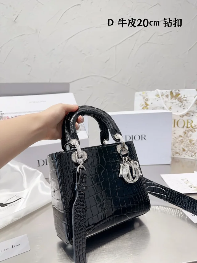 Dior Handbags 20 cm crocodile-embossed top-handle handbag with letter charms product detail image 6