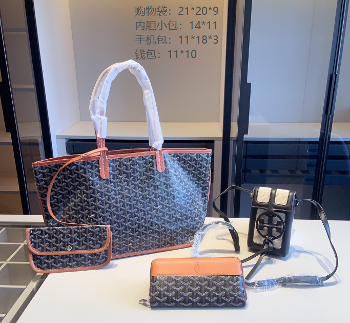 Goyard Saint Louis Tote Blue Monogram Handbag Set Tote Bag - 8