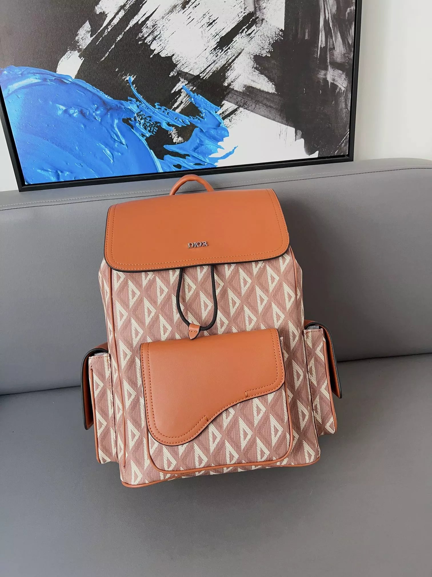 Dior Oblique Monogram Canvas Mini Backpack Beige Navy - 2