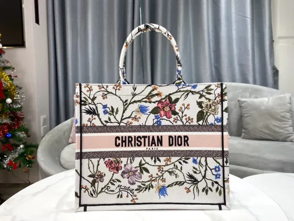 Dior Book Tote René Moutard Floral Print White Handbag Tote Bag - 15