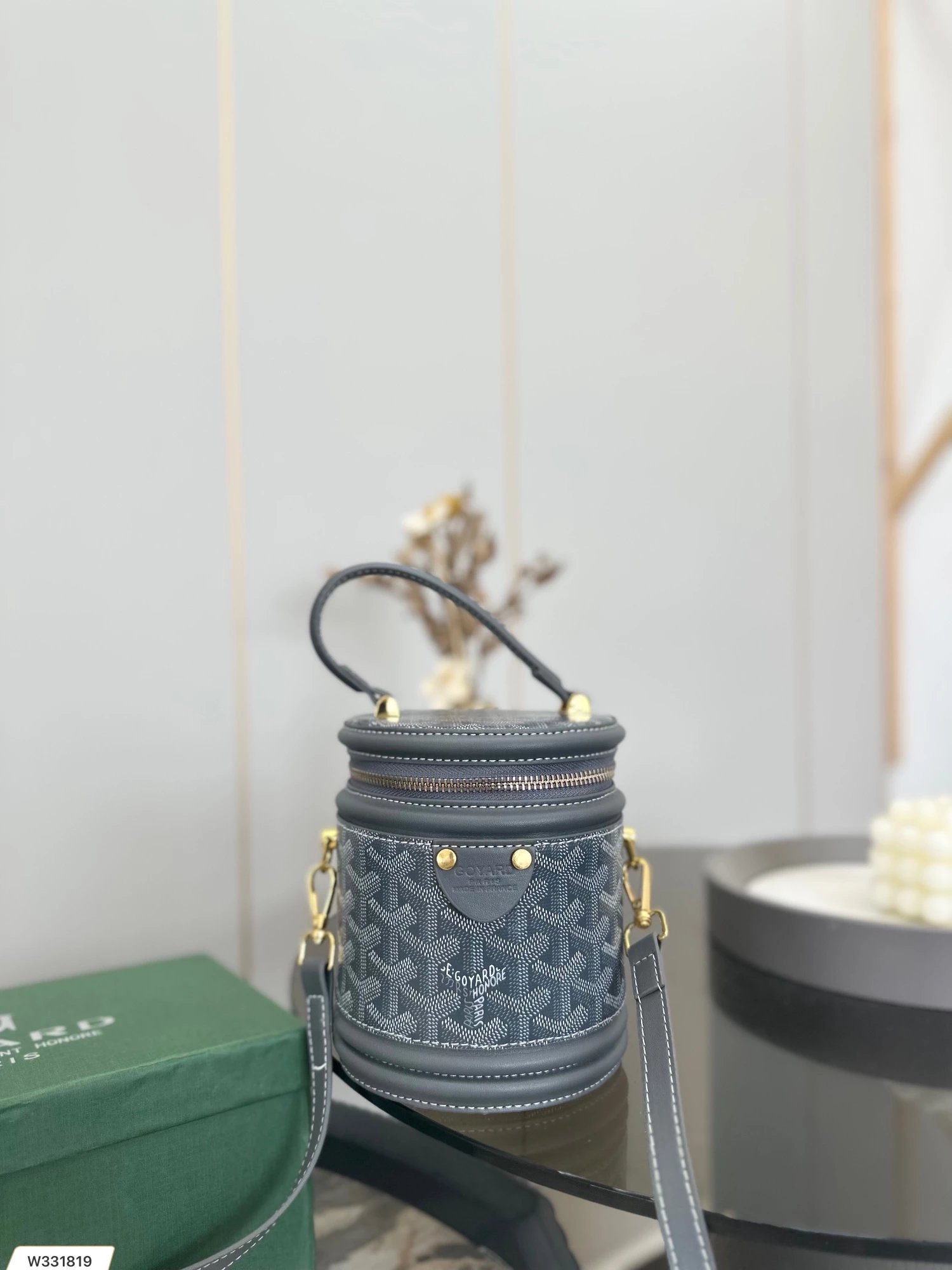 Goyard Saint-Louis Mini Bucket Bag Black and Gray Monogram Canvas Handbag - 4