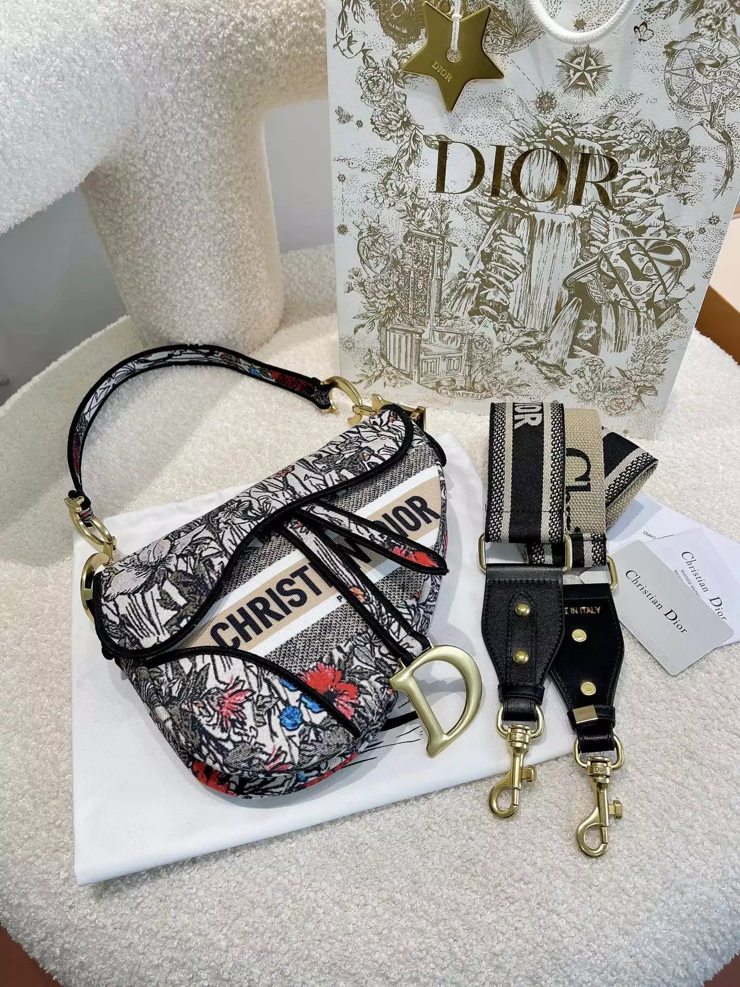 Dior Saddle Bag Pink Ostrich-Embossed Leather Crossbody Bag - 11
