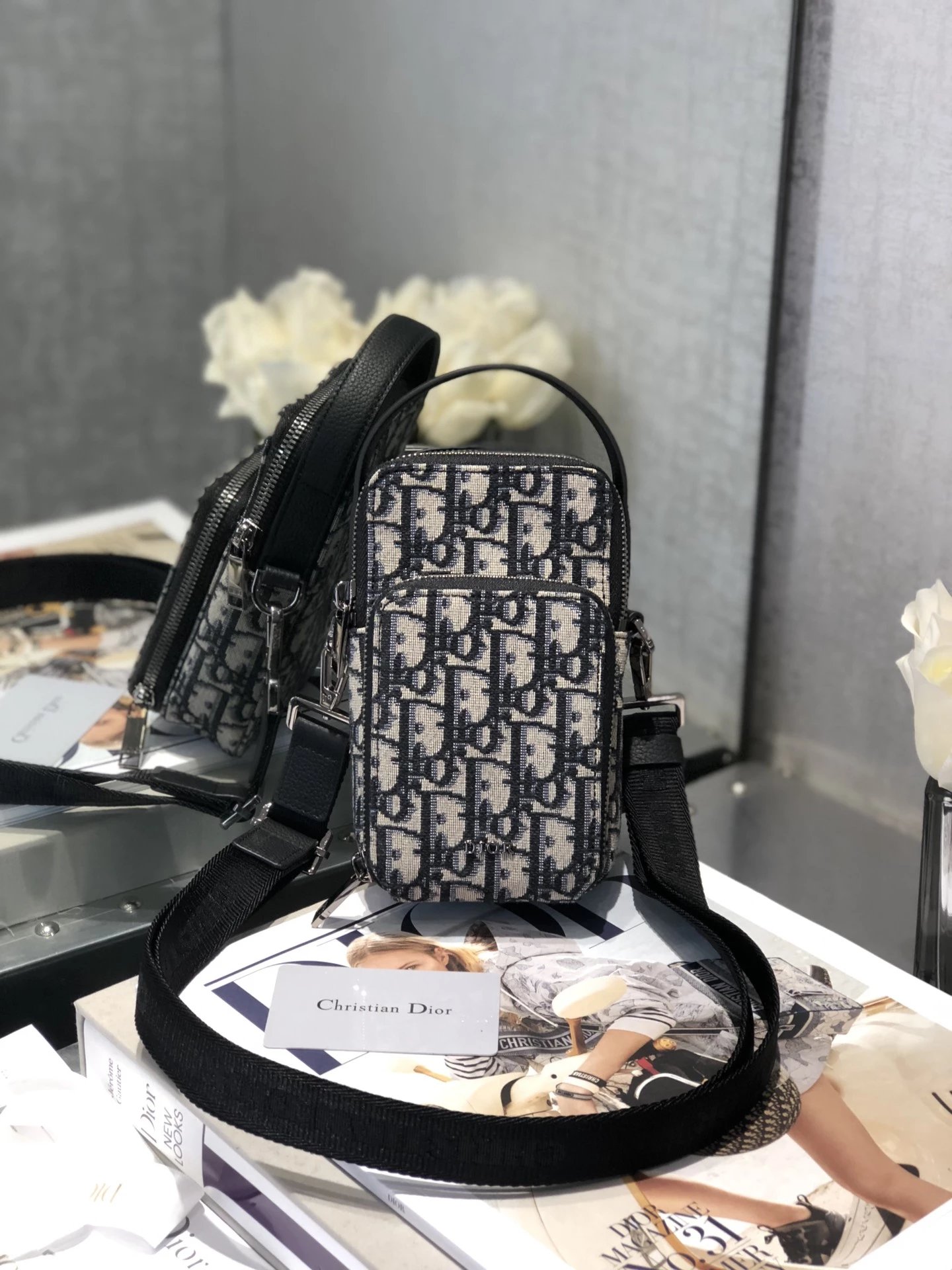 Dior Caro Clutch Black Quilted Leather Wristlet Clutches - 7