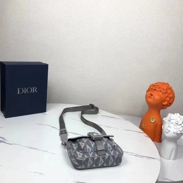 Dior Camera Bag Light Gray Embossed Christian Dior 1947 Crossbody Bag - 15