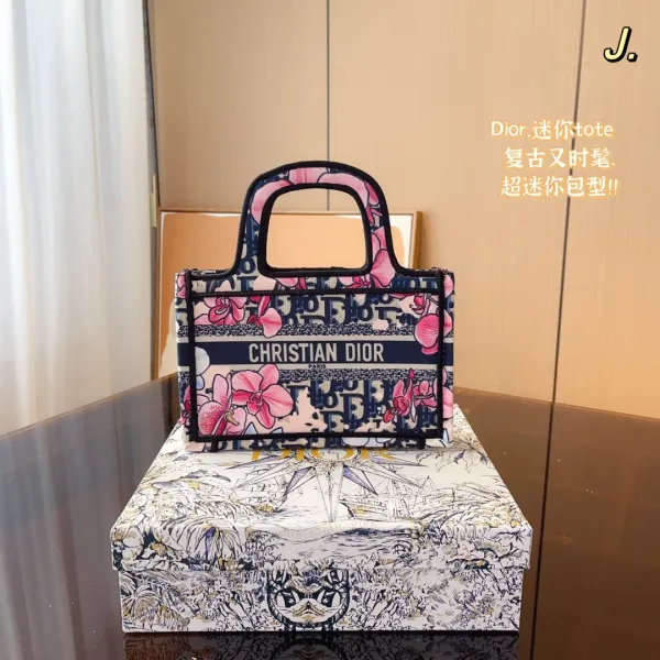 Dior Book Tote Mini Navy Constellation Print Tote Bag - 12
