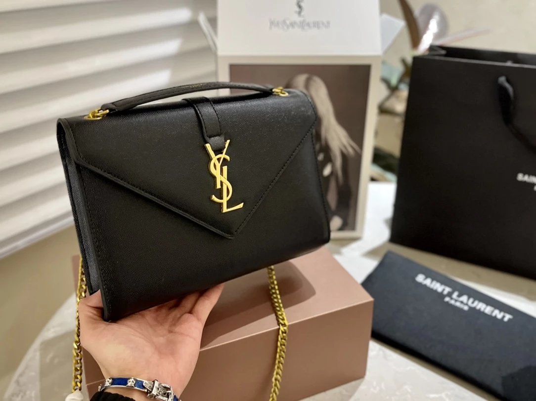 Saint Laurent Monogram Envelope Clutch Pale Yellow Leather Handbag Clutches - 11