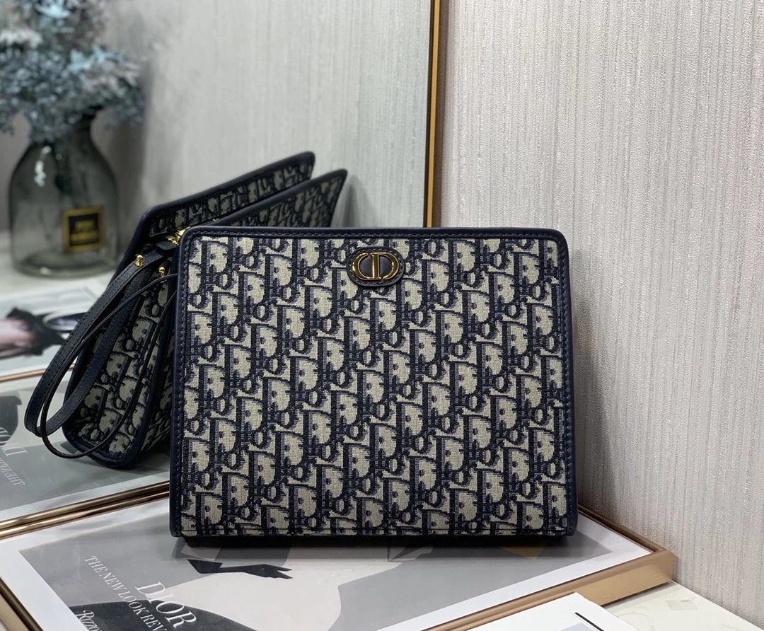 Dior Caro Clutch Black Quilted Leather Wristlet Clutches - 5