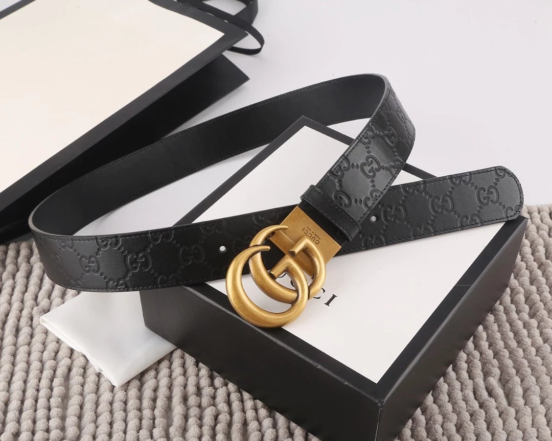 Gucci GG Marmont Leather Belt Black with Green-Red Web Stripe - 5