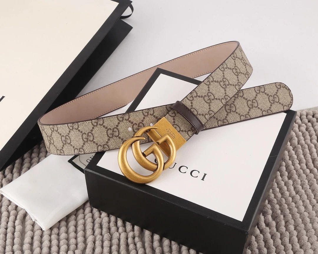 Gucci GG Marmont Leather Belt Black with Green-Red Web Stripe - 10