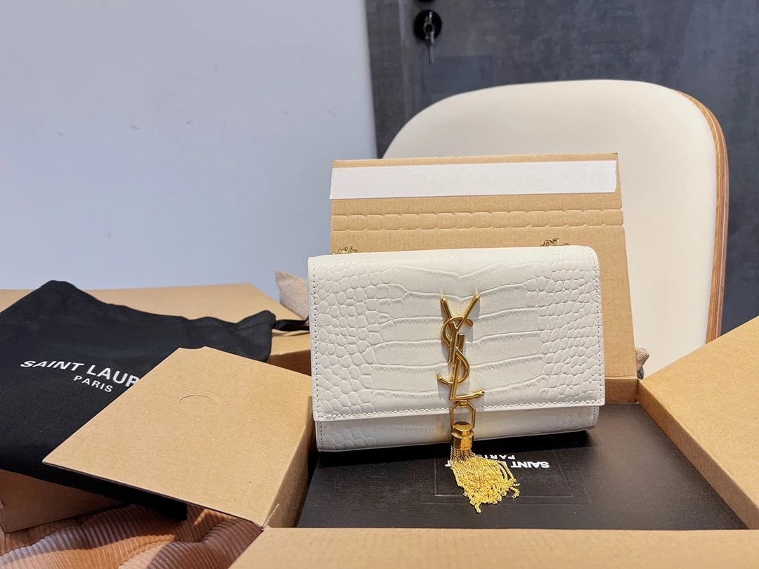 Saint Laurent Monogram Envelope Clutch Pale Yellow Leather Handbag Clutches - 5