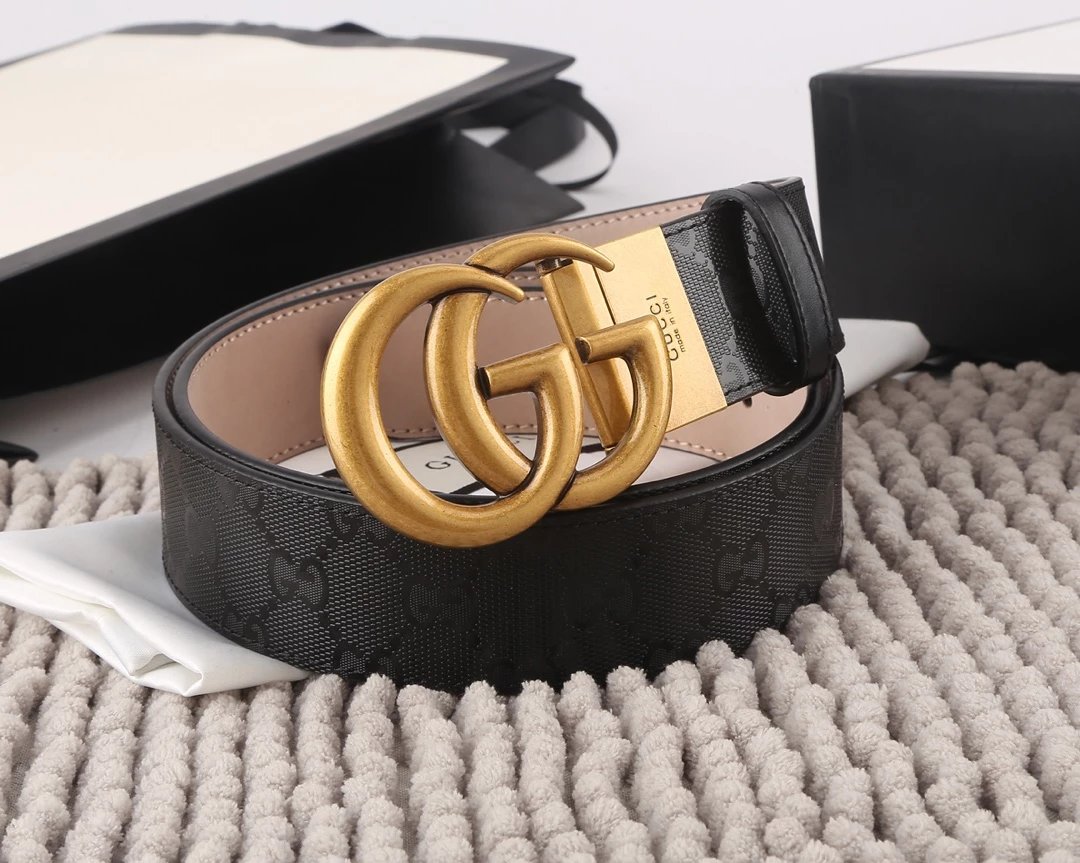 Gucci GG Marmont Leather Belt Black with Green-Red Web Stripe - 6