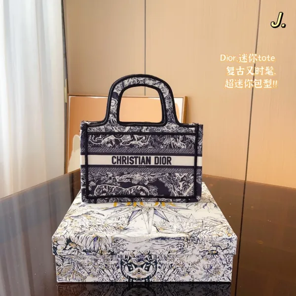 Dior Book Tote Mini Navy Constellation Print Tote Bag - 2