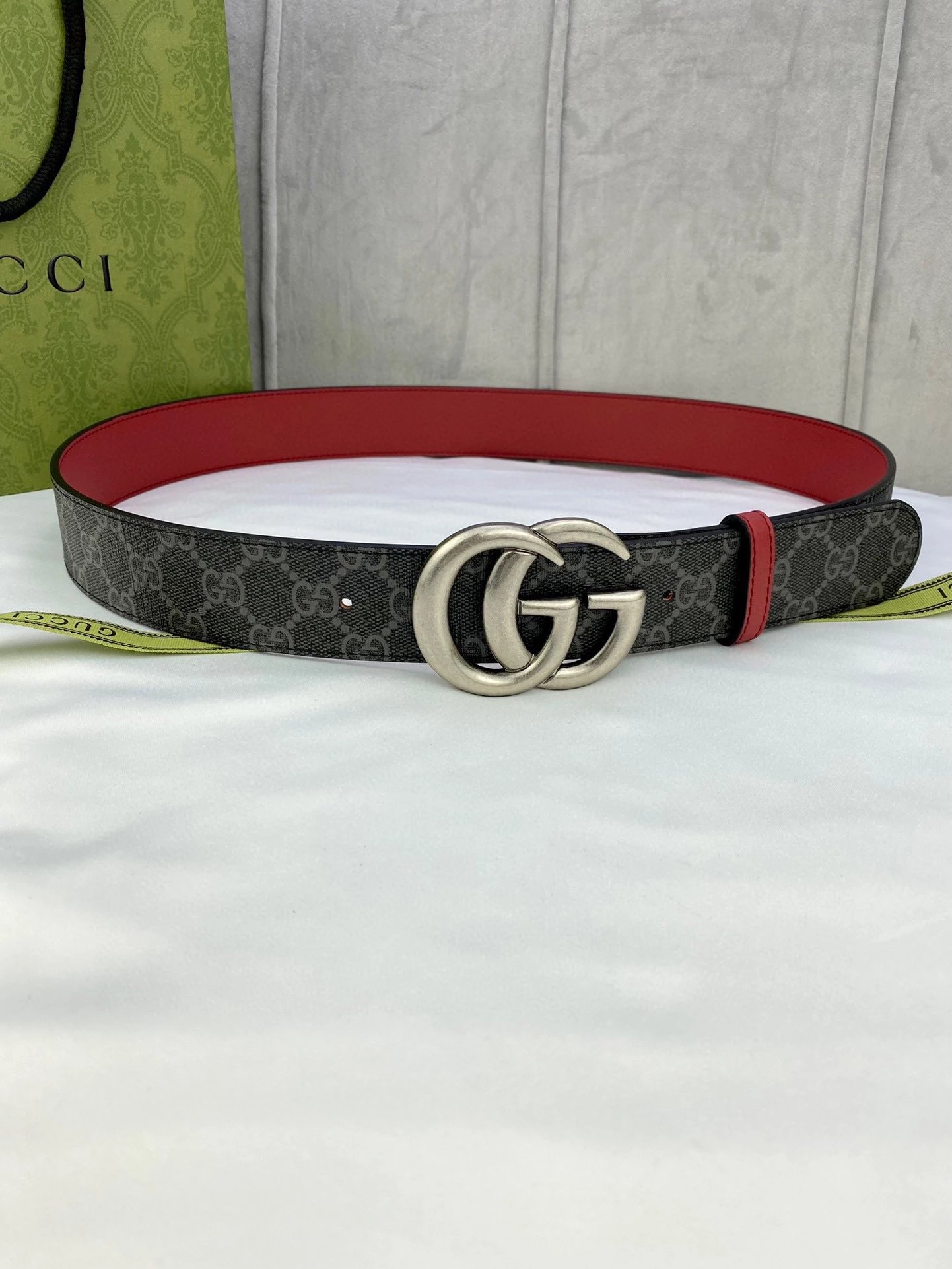 Gucci GG Marmont Reversible Belt Black / Red Canvas Belt
