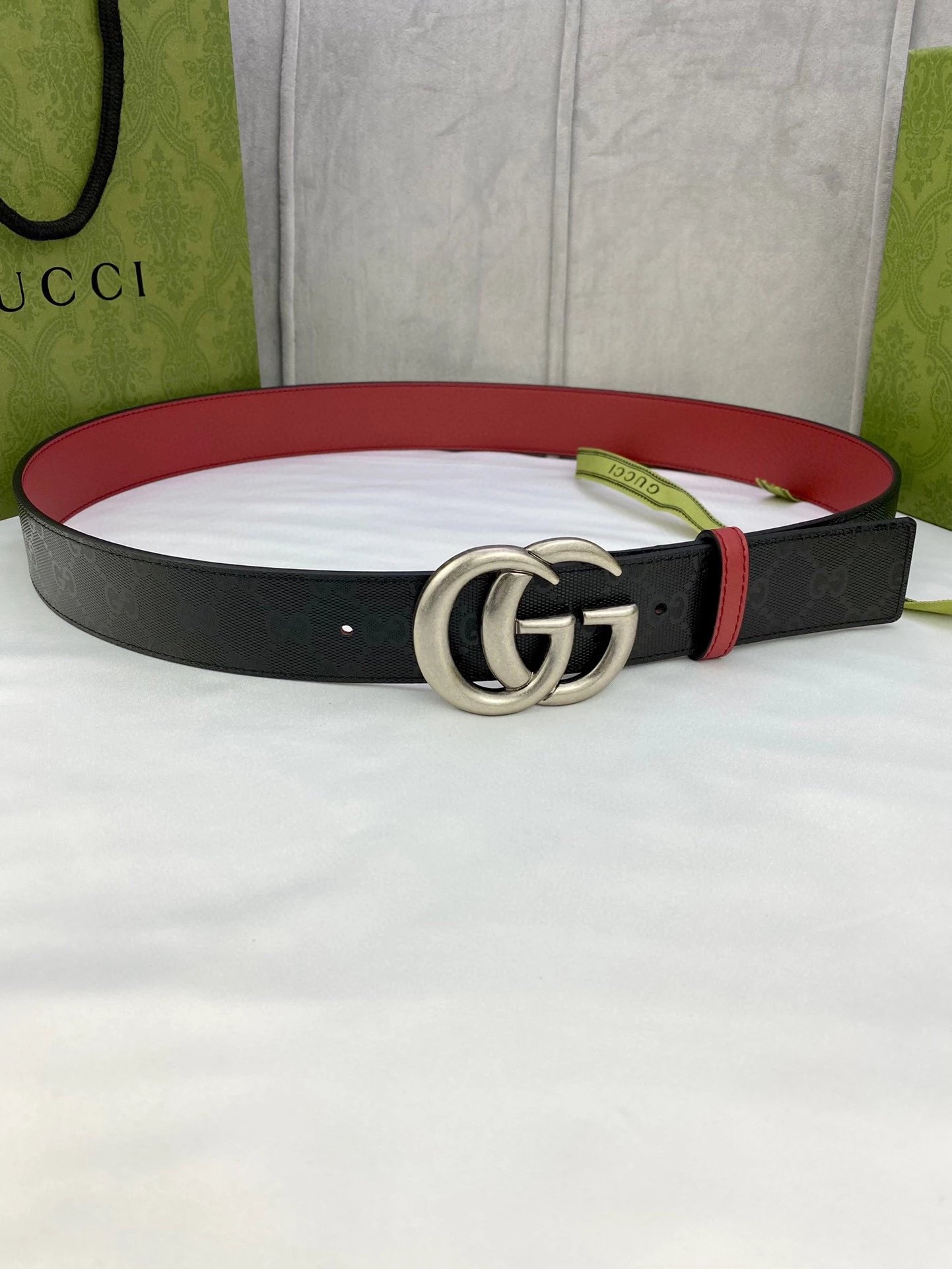 Gucci GG Marmont Reversible Belt Black / Red Leather Belt