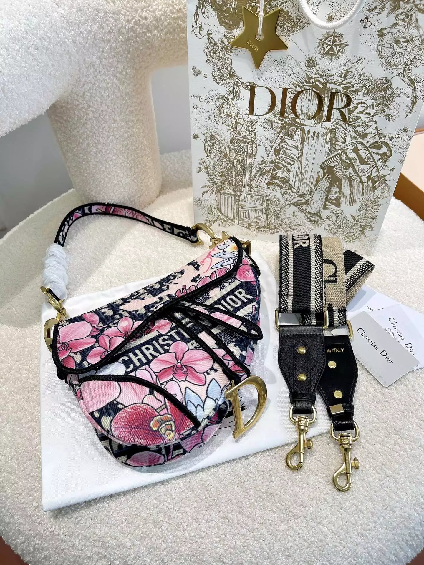 Dior Saddle Bag Pink Ostrich-Embossed Leather Crossbody Bag - 27