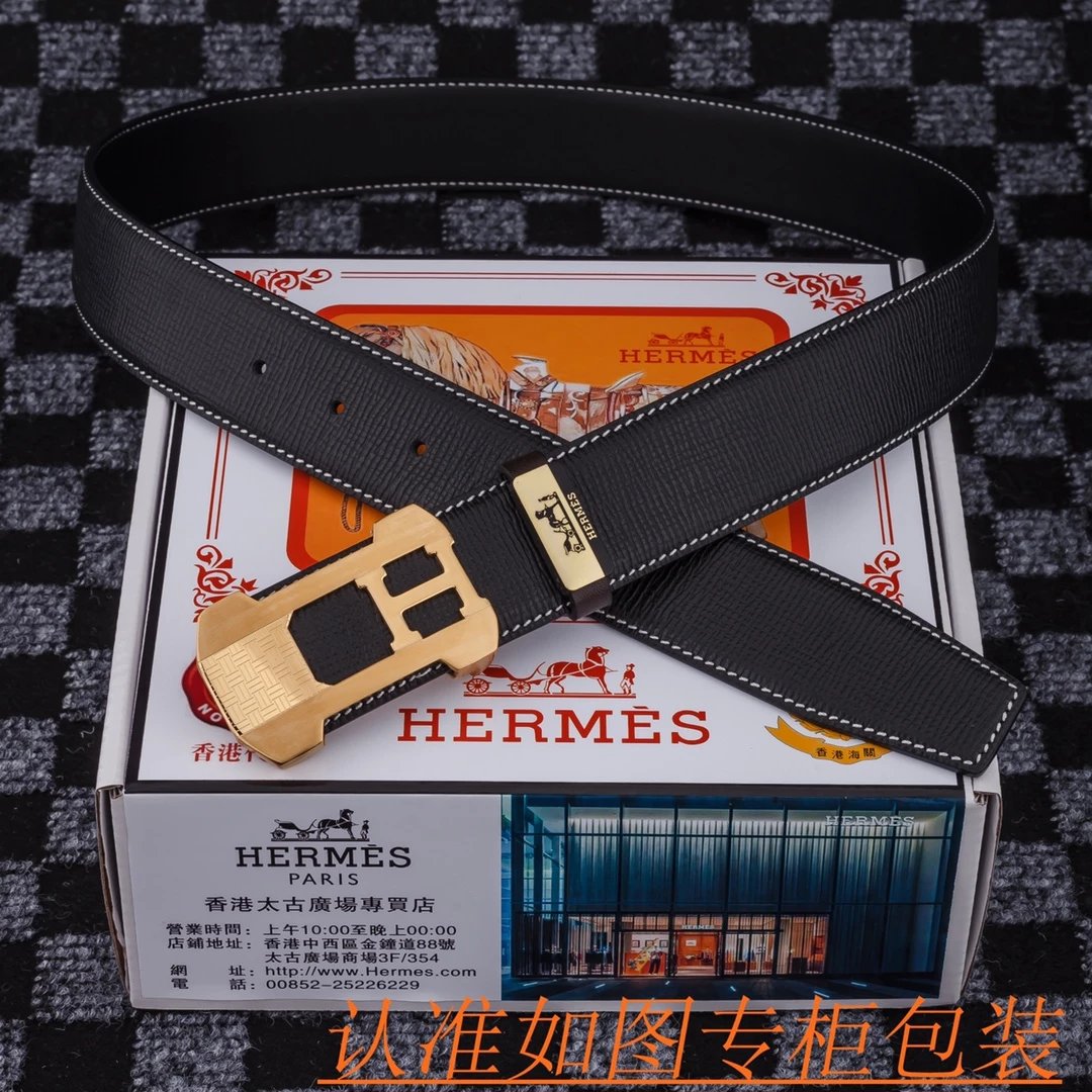 Hermès H Buckle Belt Black Leather Belt - 13