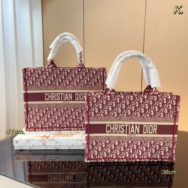 Dior Book Tote Bag Burgundy Oblique Print Tote Bag - 1